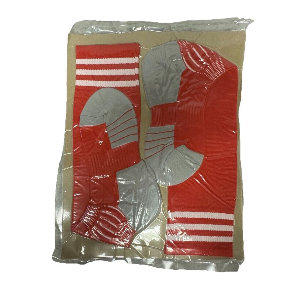 Lot of 2 Pair Soccer Socks Men Women Red‎ Large Unisex